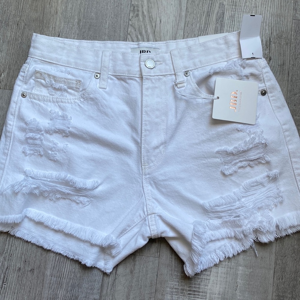 JBD White Distressed Short